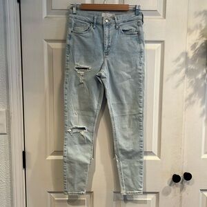 Topshop Light Blue Distressed High-Rise Jeans
